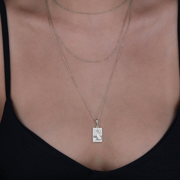 14 K Solid Gold The Star Tarot Card Charm Necklace, The Star Tarot Silver Charm Pendant, Cat Memorial Charm, Gold Tarot Jewelry, Tarot gift