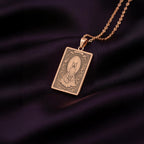 A custom rose gold plated Cat Lover tarot necklace. This piece is a perfect gift, honoring the angelic and loving Ragdoll cat.
