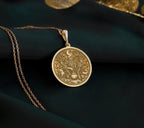 14K solid gold forest witch pendant, representing mystical power and ancient wisdom of nature. Handcrafted gold necklace perfect for those seeking strength and protection through a luxurious, enchanted design