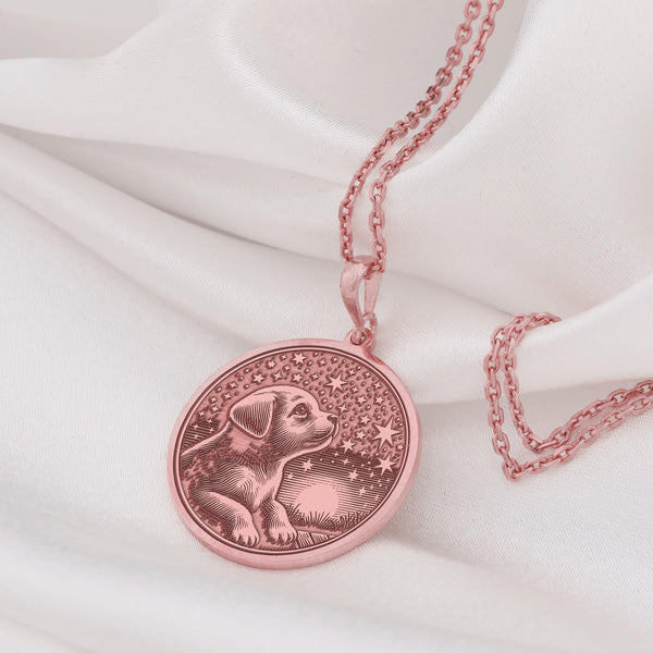 14K Gold Cute Dog Charm Necklace, Dog Memorial Charm, Puppy Charm Necklace, Dog Lover Gift, Cute Puppy Pendant, Personalized Puppy Necklace