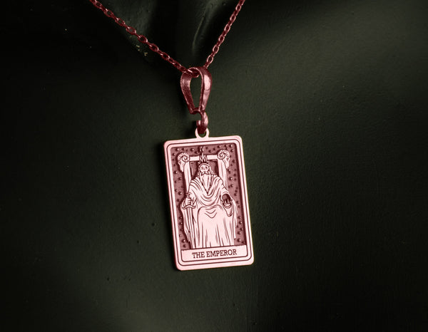 14K Solid Gold The Emperor Tarot Charm Necklace, Solid Gold Major Arcana Charm Necklace, Silver The Emperor Rose Gold Charm Locked Pendant
