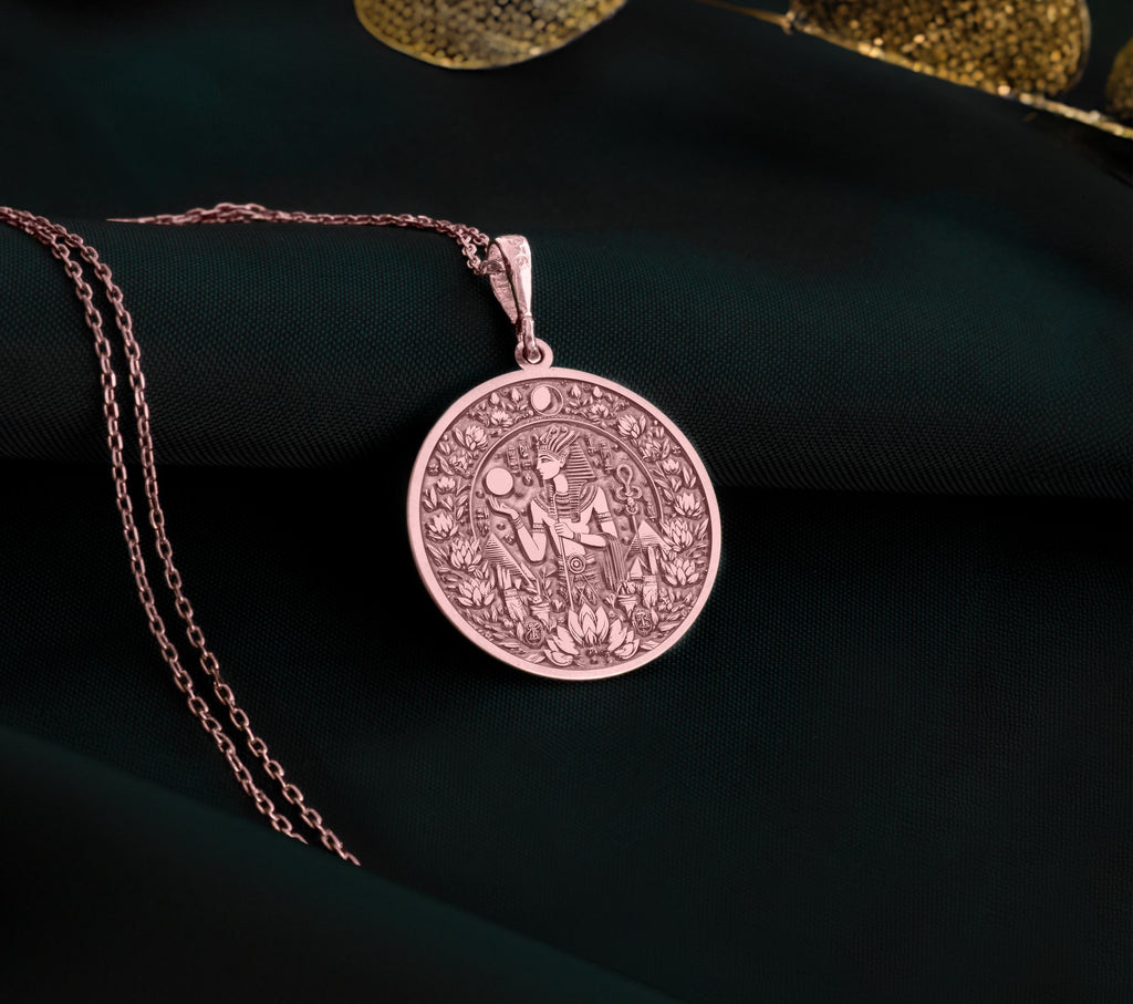 Egyptian Osiris rose gold plated pendant, Osiris jewelry rose gold, Egyptian rose gold jewelry, Ancient Egyptian rose gold pendant, Osiris rose gold amulet, Egyptian jewelry rose gold for sale, Egyptian rose gold pendant necklace,
