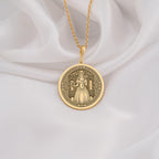 Virgo Woman Medallion featuring elegant maiden with wheat sheaf and Virgo constellation symbols surrounded by ornate celestial elements. Detailed astrology talisman with Virgo symbolism. Luxury Virgo jewelry representing perfectionist wisdom.