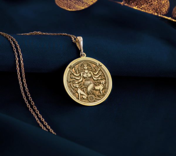 Hecate Pendant Necklace in 14K Gold Plated finish. Greek goddess inspired jewelry for women, ideal as a spiritual or mythology themed gift.