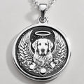Golden Retriever Memorial Pendant Necklace - Rainbow Bridge - 925 Sterling Silver