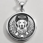Angel Guardian Golden Retriever Medallion Pendants 925 925 Sterling Silver sterling silver winged dog halo pendant necklace