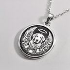 Angel Guardian Golden Retriever Medallion Pendants 925 925 Sterling Silver dog with wings pendant necklace