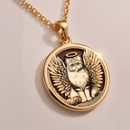 sterling silver necklace Persian Cat Angel Medallion | & Options - Pet Memorial Rainbow Bridge Talisman lion - view 5