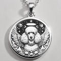 Angel Poodle Dog Medallion Pendant Pendants 925 925 Sterling Silver dog with wings and moons pendant necklace