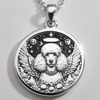 Angel Poodle Dog Medallion Pendant Pendants 925 925 Sterling Silver dog with wings and moons pendant necklace