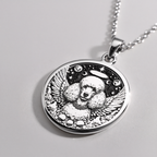 Angel Poodle Dog Medallion Pendant Pendants 925 925 Sterling Silver dog with wings and stars pendant necklace