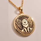Angel Dog Samoyed Medallion Pendants 14K 14K Gold Plated dog with wings pendant necklace