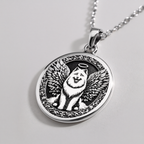 Angel Dog Samoyed Medallion Pendants 925 925 Sterling Silver dog with wings and halo pendant necklace