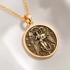 Aries Ram Zodiac Pendant Pendants 14K 14K Gold Plated winged angel pendant with celestial design necklace