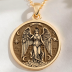 Libra Zodiac Guardian Angel Wings Necklace Necklaces 14K 14K Gold Plated winged angel Libra zodiac pendant with celestial design necklace