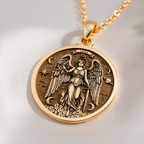 Libra Zodiac Guardian Angel Wings Necklace Necklaces 14K 14K Gold Plated winged angel pendant with stars and crescent design necklace
