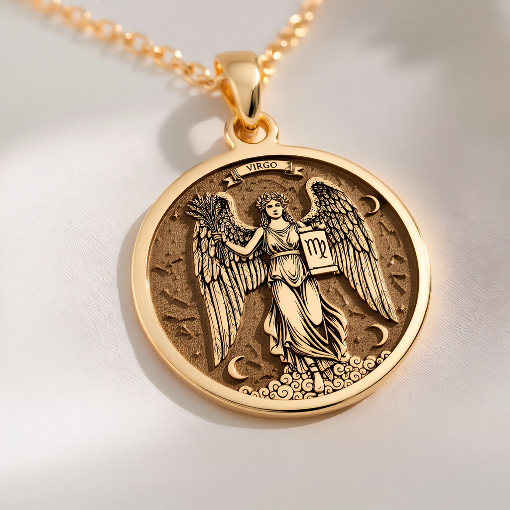 Virgo Zodiac Necklace: with demon mask yokai astrology talisman gift amulet - View 214