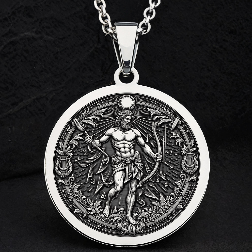 Apollo Music God Greek Myth Pendant — Solid 925 Sterling Silver gift presentation view