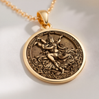 Apsara Dancer Celestial Pendant Pendants 14K 14K Gold Plated pendant necklace featuring an ornate mythological female figure design.