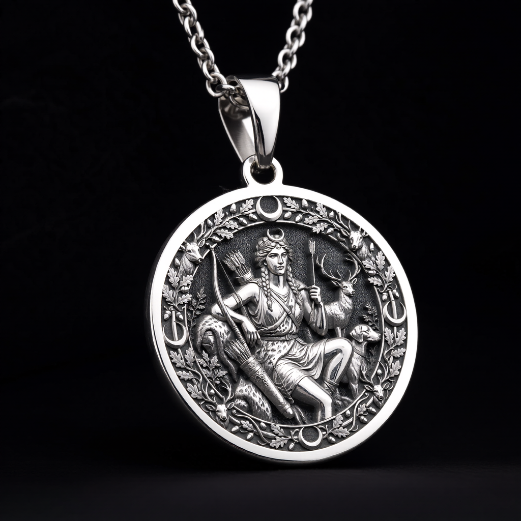 Artemis Necklace: Silver Goddess of the Hunt Pendant