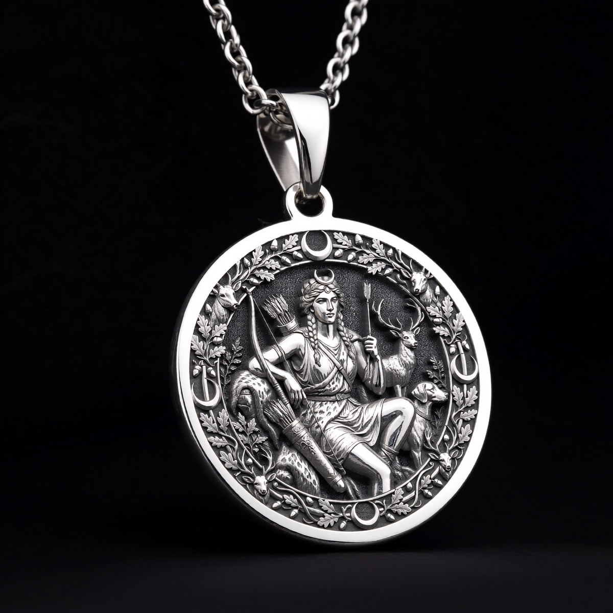 Artemis Necklace: Silver Goddess of the Hunt Pendant