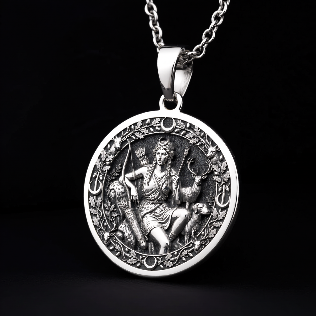 Artemis Necklace: Silver Goddess of the Hunt Pendant
