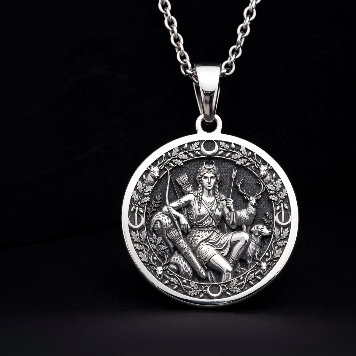 Artemis Necklace: Silver Goddess of the Hunt Pendant