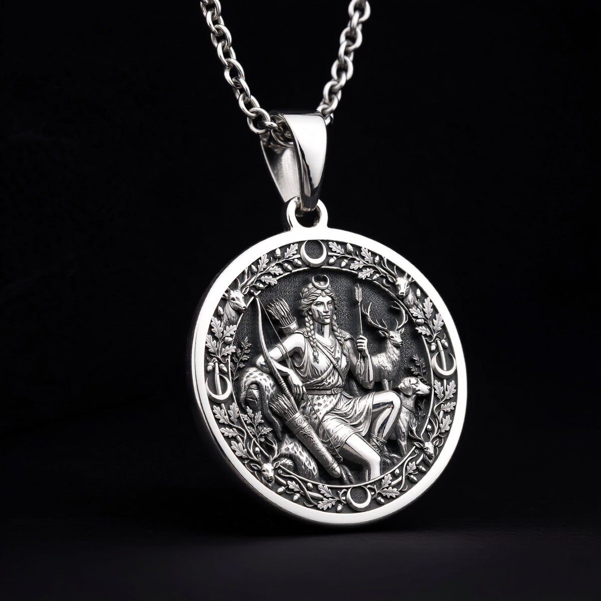 Artemis Necklace: Silver Goddess of the Hunt Pendant