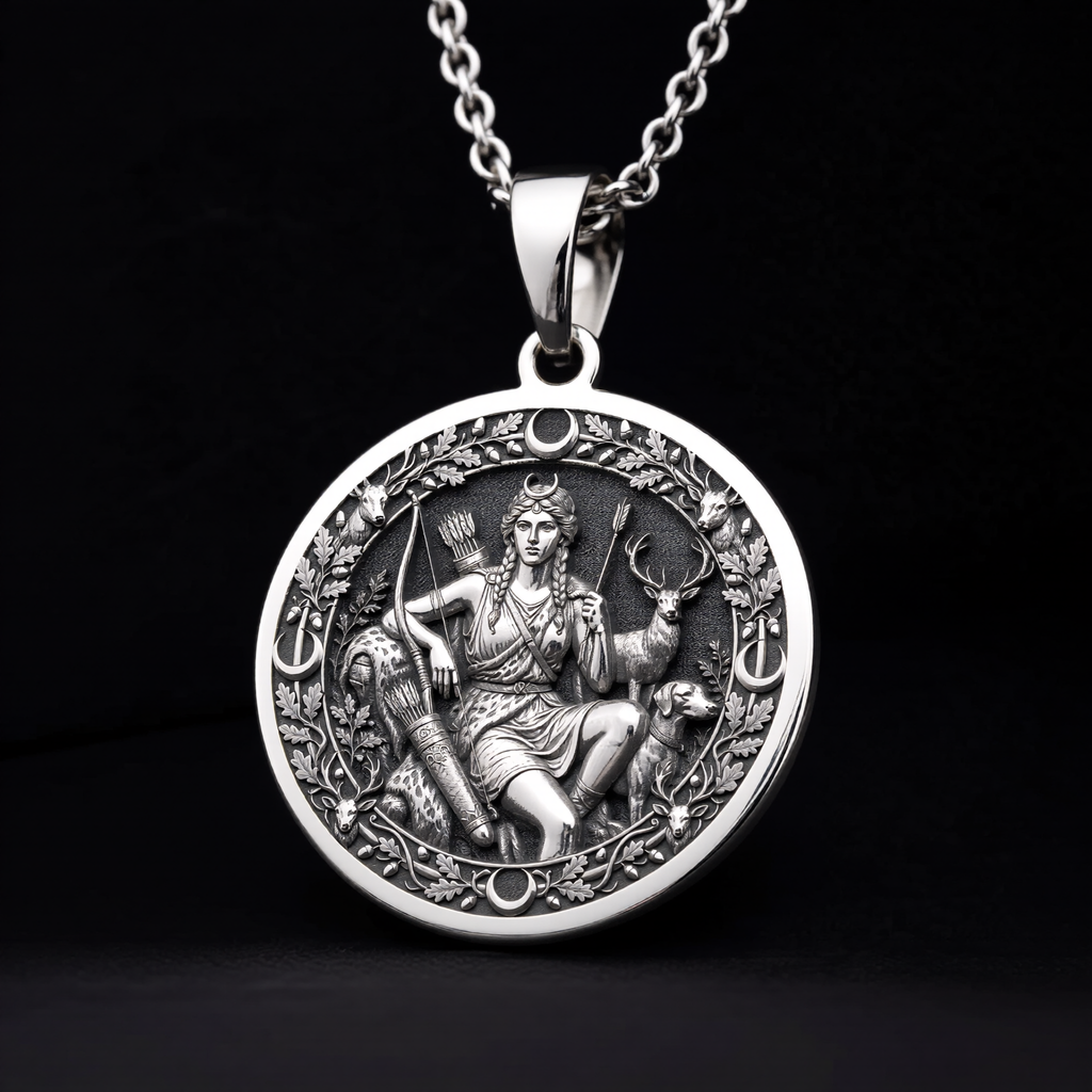 Artemis Necklace: Silver Goddess of the Hunt Pendant