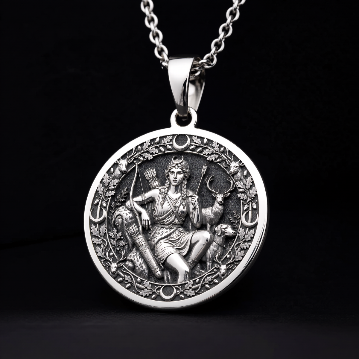Artemis Necklace: Silver Goddess of the Hunt Pendant