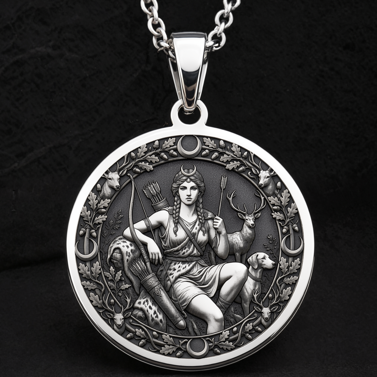 Artemis Necklace: Silver Goddess of the Hunt Pendant