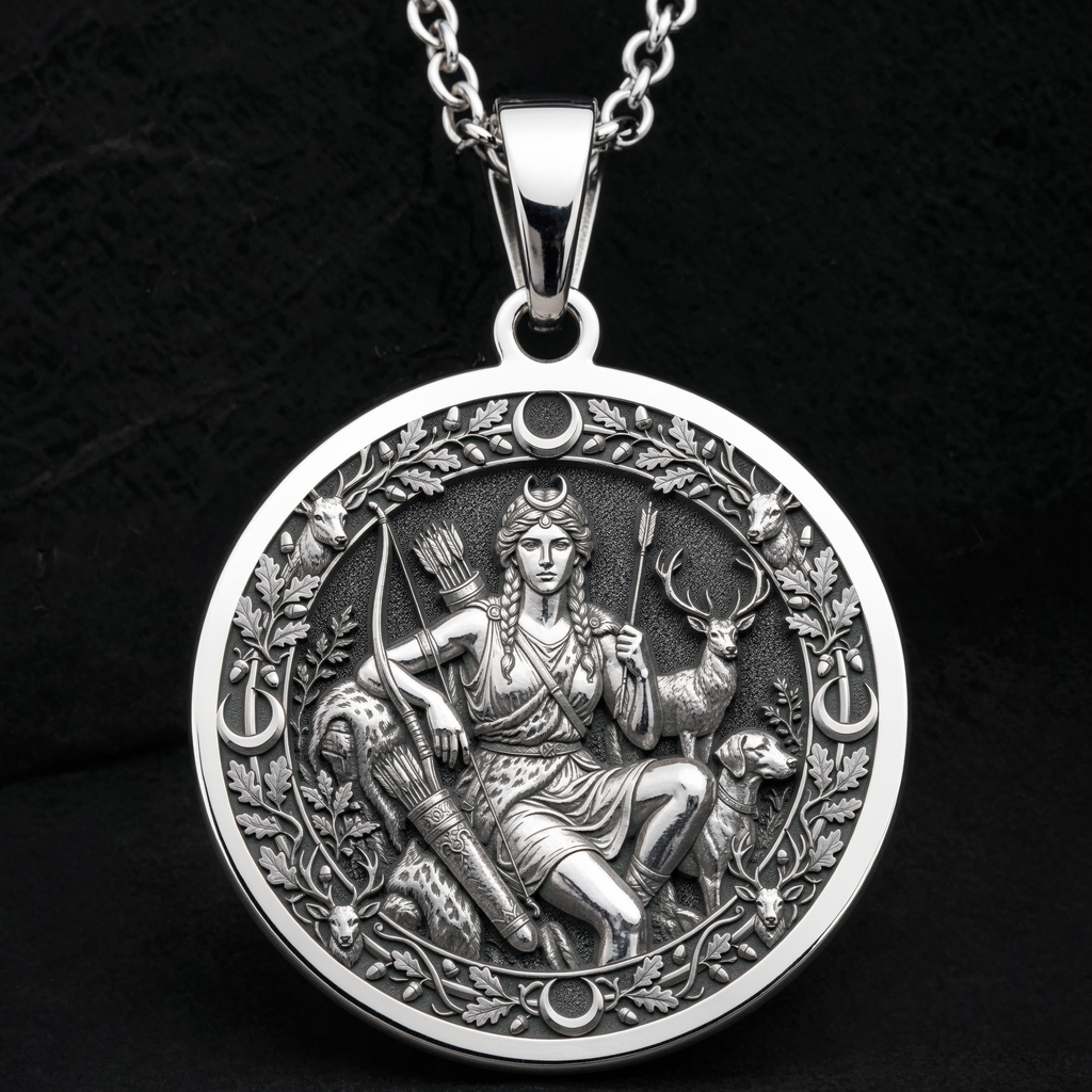 Artemis Necklace: Silver Goddess of the Hunt Pendant