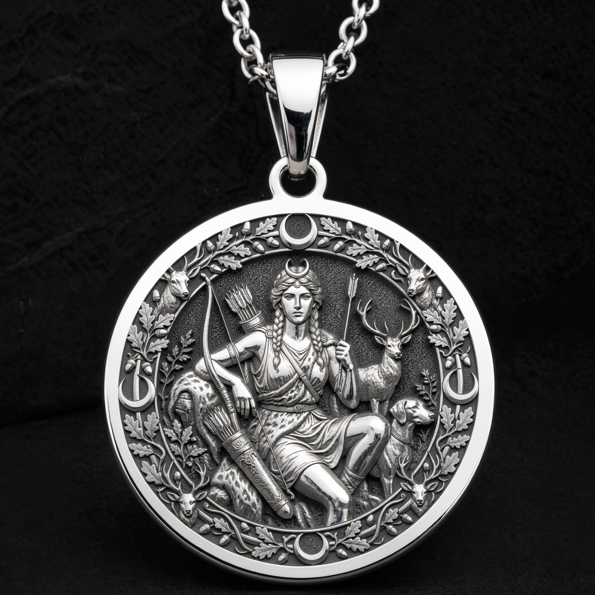 Artemis Necklace: Silver Goddess of the Hunt Pendant