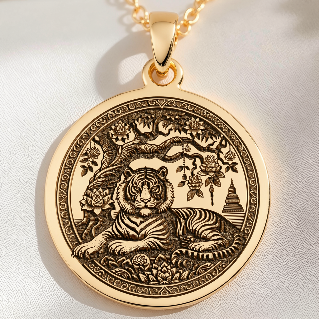 Tiger Necklace: with tiger charm gift tiger asian talisman amulet collectible - View 214