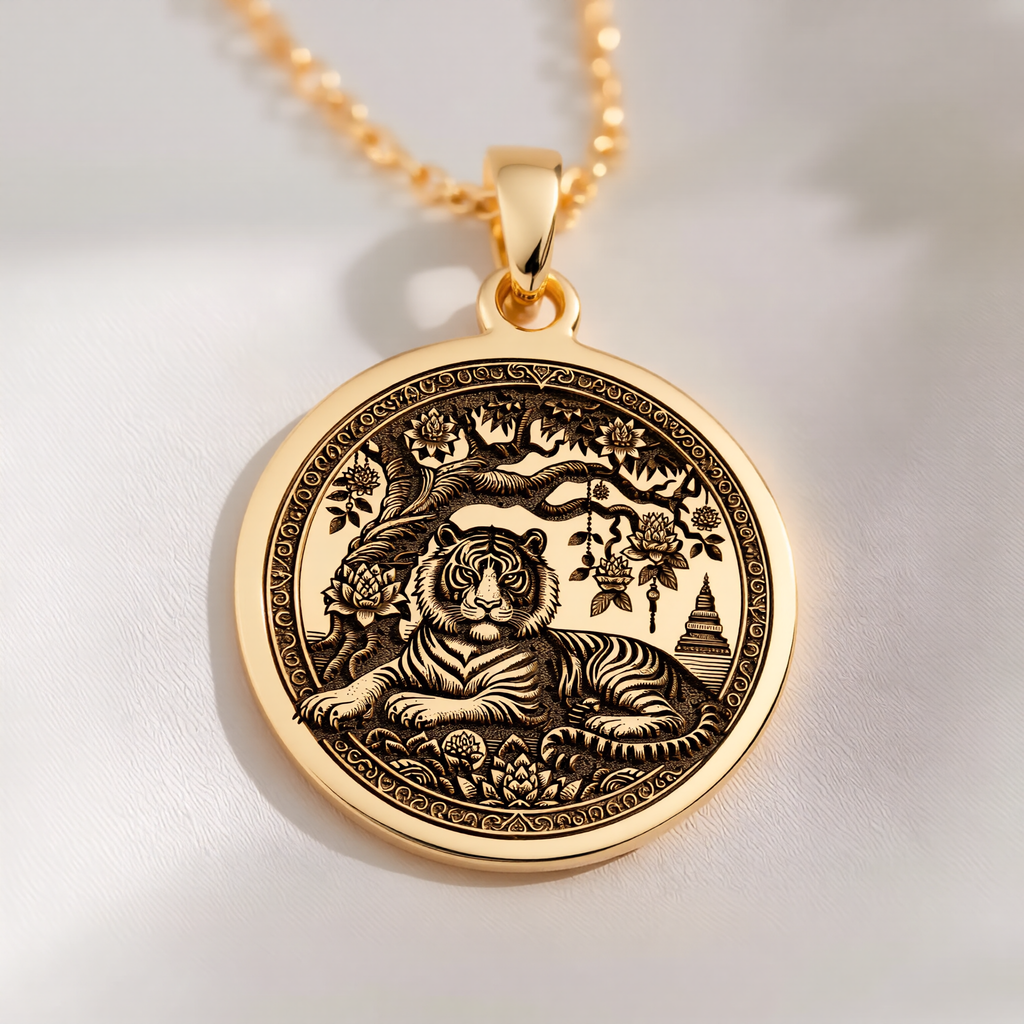 Tiger Necklace: with tiger charm gift tiger asian talisman amulet collectible - View 214