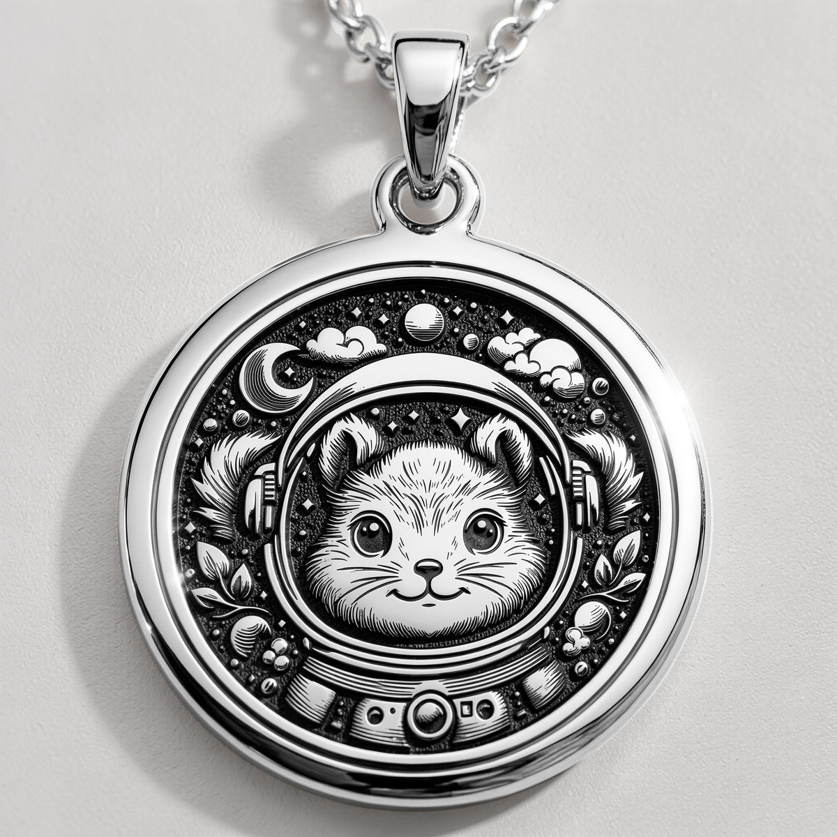 14K solid gold necklace Space Squirrel Astronaut | & Options - Celestial Cosmic Energy Whimsical celestial