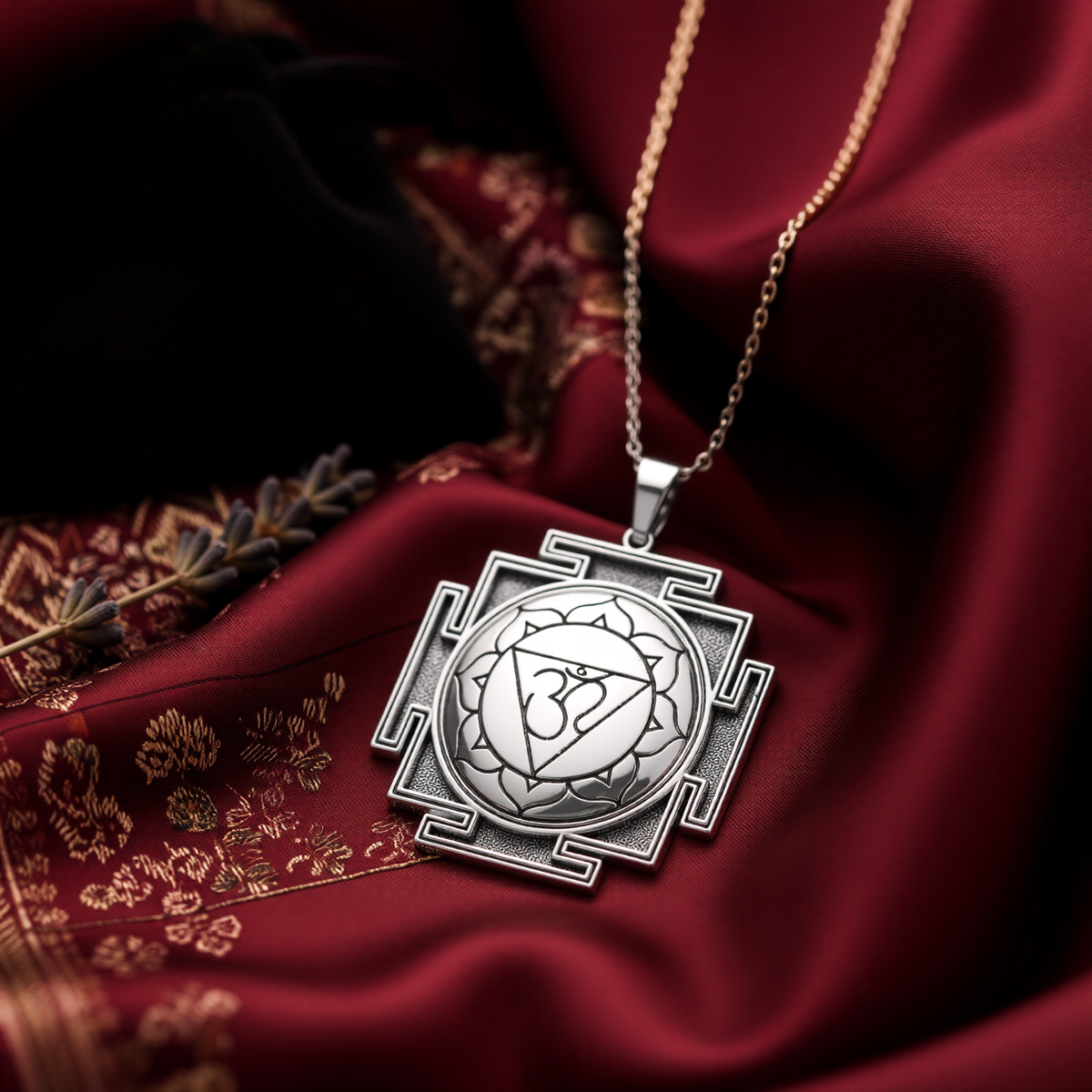 Om Yantra Necklace: 14K Gold with aum yantra om yantra necklace amulet talisman spiritual - View 102
