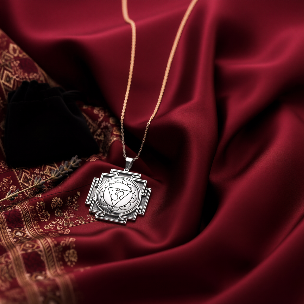 Om Yantra Necklace: 14K Gold with aum yantra om yantra necklace amulet talisman spiritual - View 214