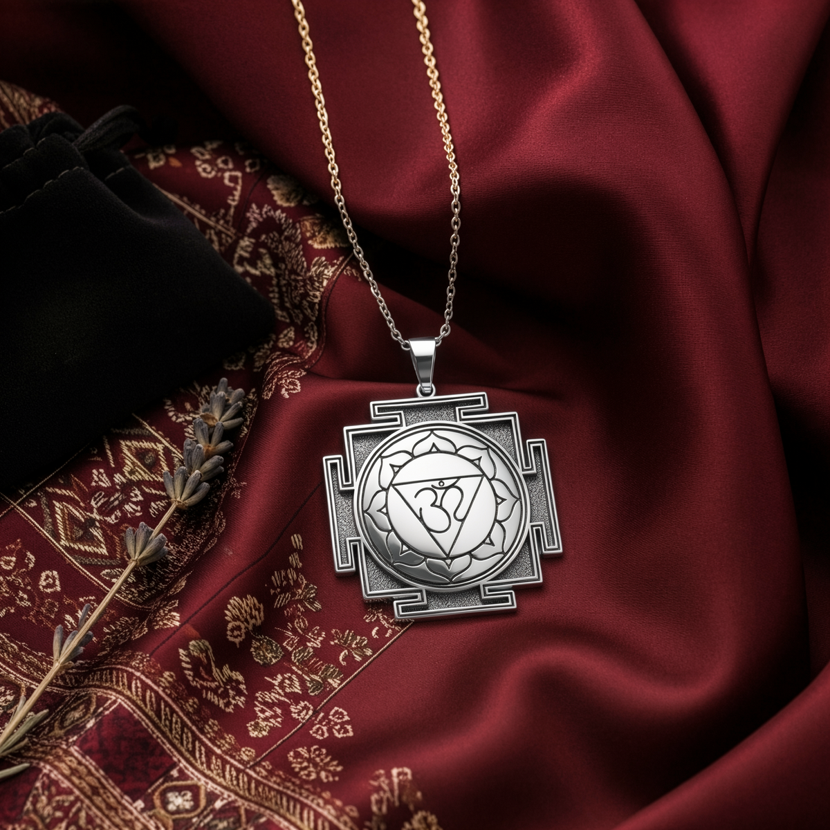 Om Yantra Necklace: 14K Gold with aum yantra om yantra necklace amulet talisman spiritual - View 48