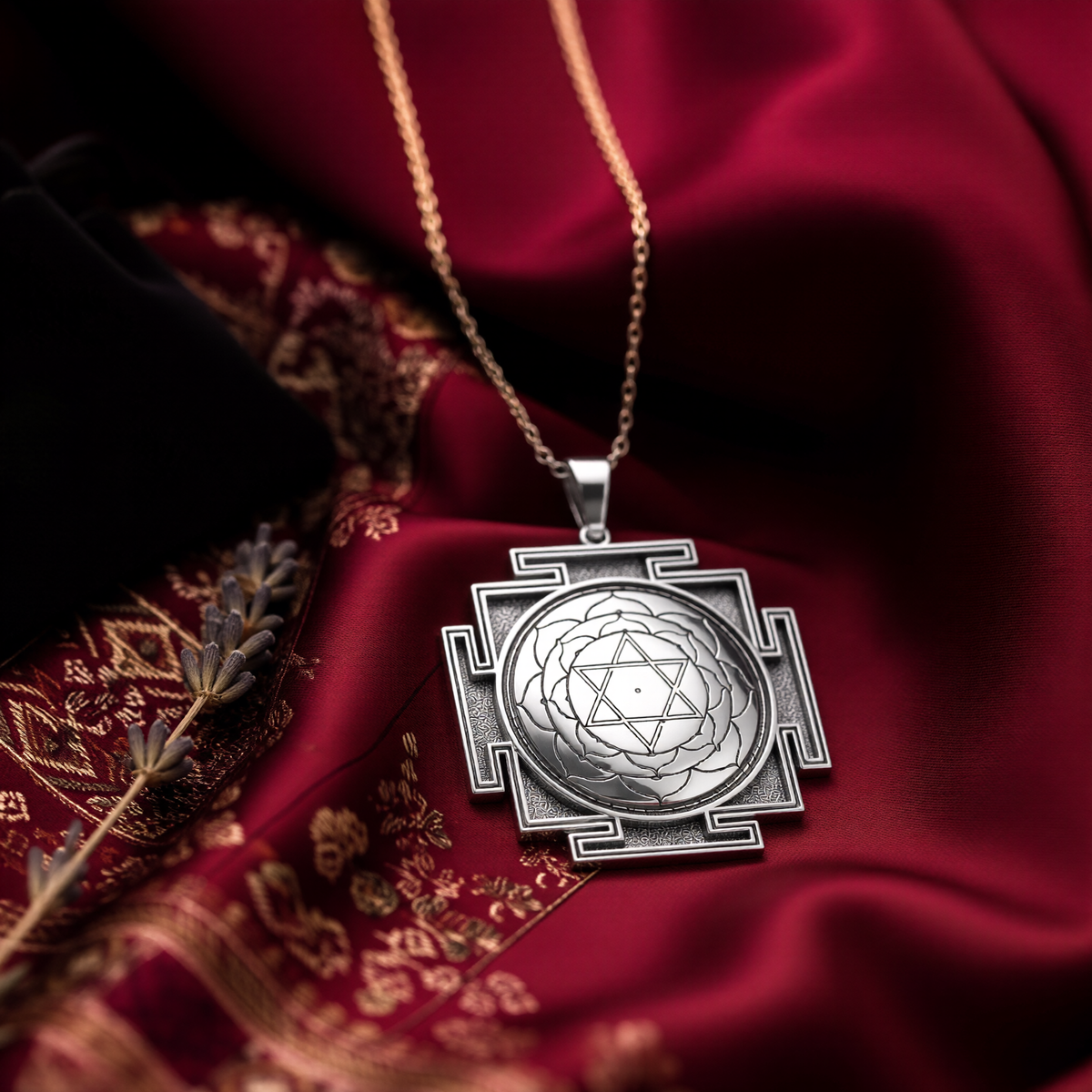Bhuvaneshwari Yantra Pendant: 14K Gold with bhuvaneshwari yantra yantra necklace rose - View 48