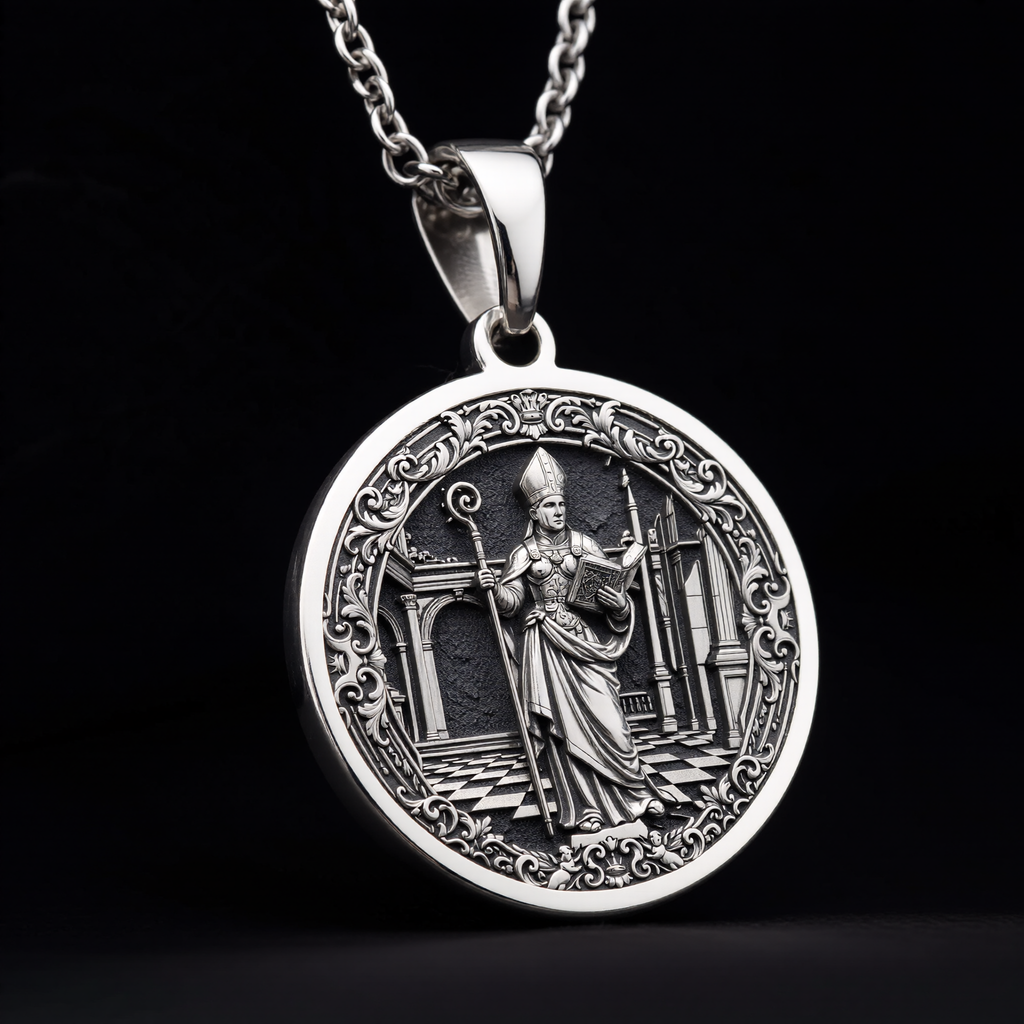 Bishop Chess Coin Necklace: Silver Wisdom Symbol, Strategy Jewelry