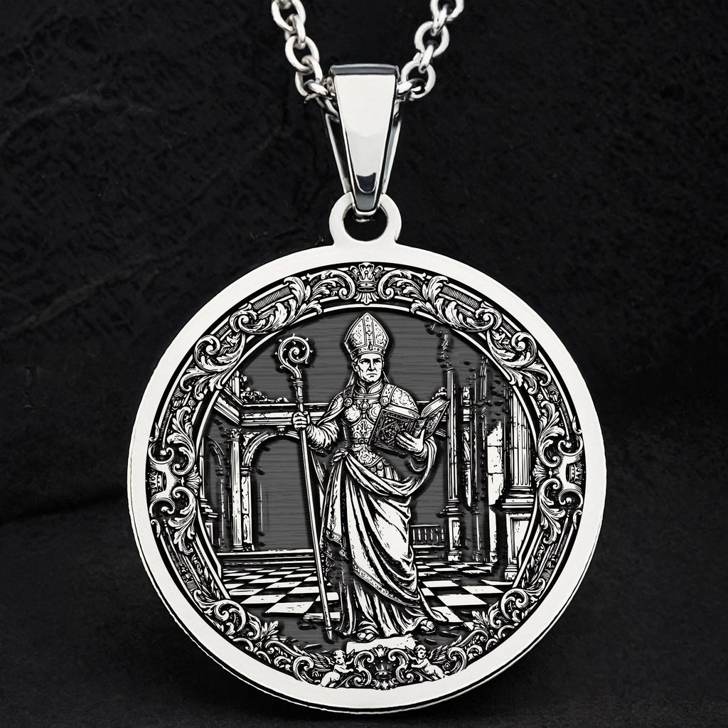 Bishop Chess Coin Necklace: Silver Wisdom Symbol, Strategy Jewelry