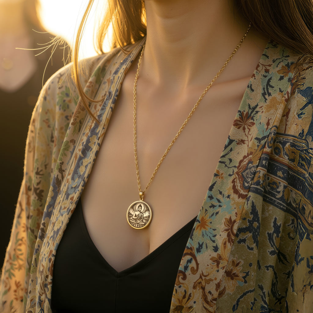 Buddha Necklace: with handmade buddha real gold buddha talisman amulet amulet - View 214