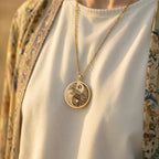 Butterfly Yin Yang Celestial Pendant Pendants 14K 14K Gold Plated pendant necklace featuring a circular stylized animal design.