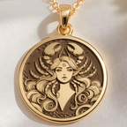 Cancer Zodiac Astrological Sign Pendant Pendants 14K 14K Gold Plated pendant necklace featuring a detailed demonic horned face design.