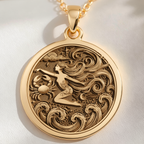 Krishna Amulet Spiritual Pendant Necklaces 14K 14K Gold Plated pendant necklace featuring a stylized female figure and spider design.