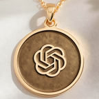 ChatGPT AI Talisman Amulet Necklace Necklaces 14K 14K Gold Plated geometric knot pendant necklace with interlocking pattern.