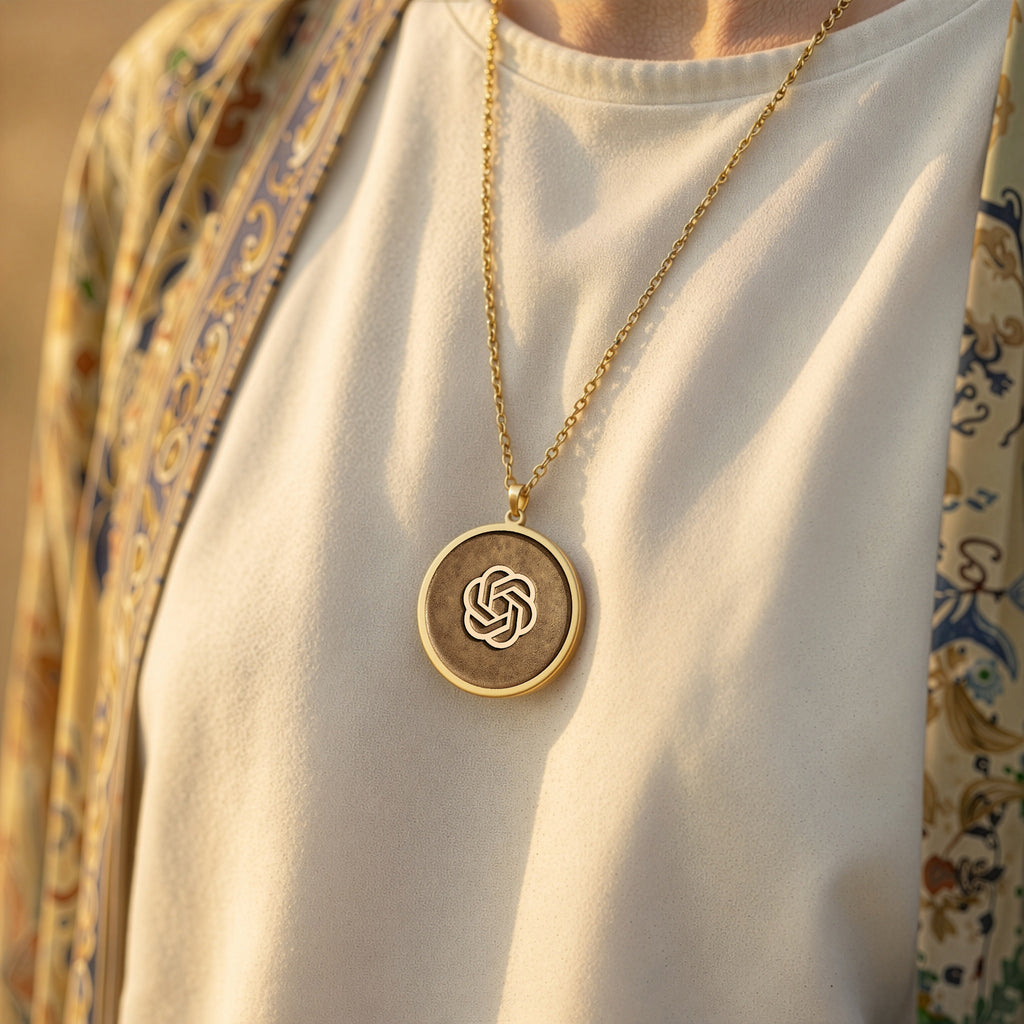 ChatGPT AI Talisman Amulet Necklace Necklaces 14K 14K Gold Plated interwoven knot pattern round pendant necklace