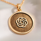ChatGPT AI Talisman Amulet Necklace Necklaces 14K 14K Gold Plated interlocking knot pendant necklace with round shape and intricate design