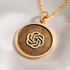ChatGPT AI Talisman Amulet Necklace Necklaces 14K 14K Gold Plated interlocking knot pendant necklace with round shape and intricate design.
